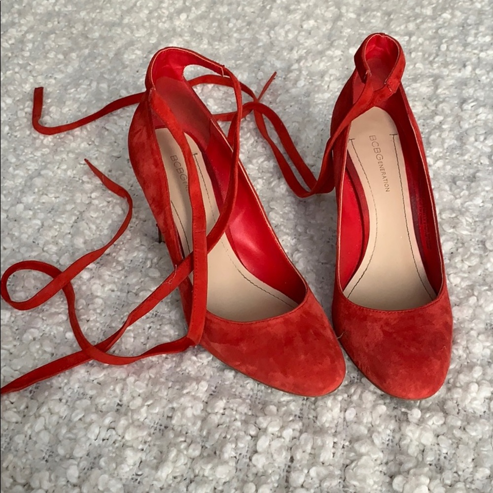 BCBG Red Tie Up Heels